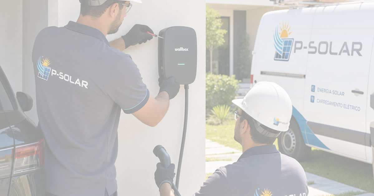 Carregador veicular wallbox com fiação embutida instalado pela P-Solar